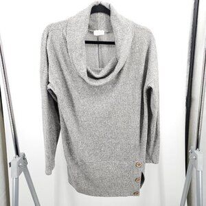 143 Story by Line Up Slouchy Rib Cowl Neck Long Sleeve Tunic Top M Gray